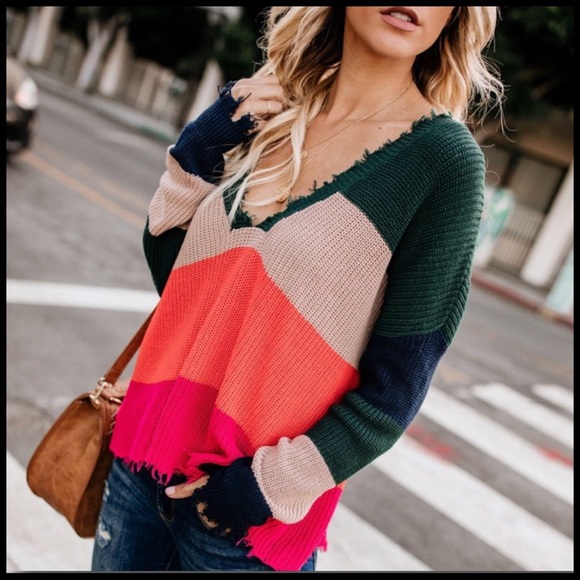 Vibrant Versatile Distressed Sweater - Picture 2 of 4